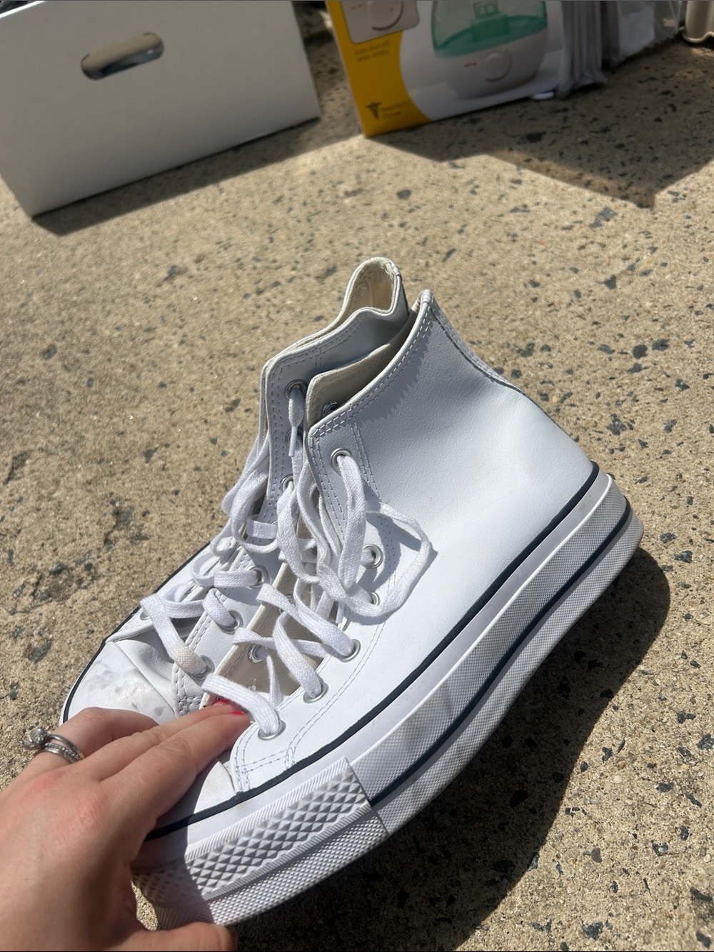 Converse White High-Top Leather Sneakers - Picture 2 of 3